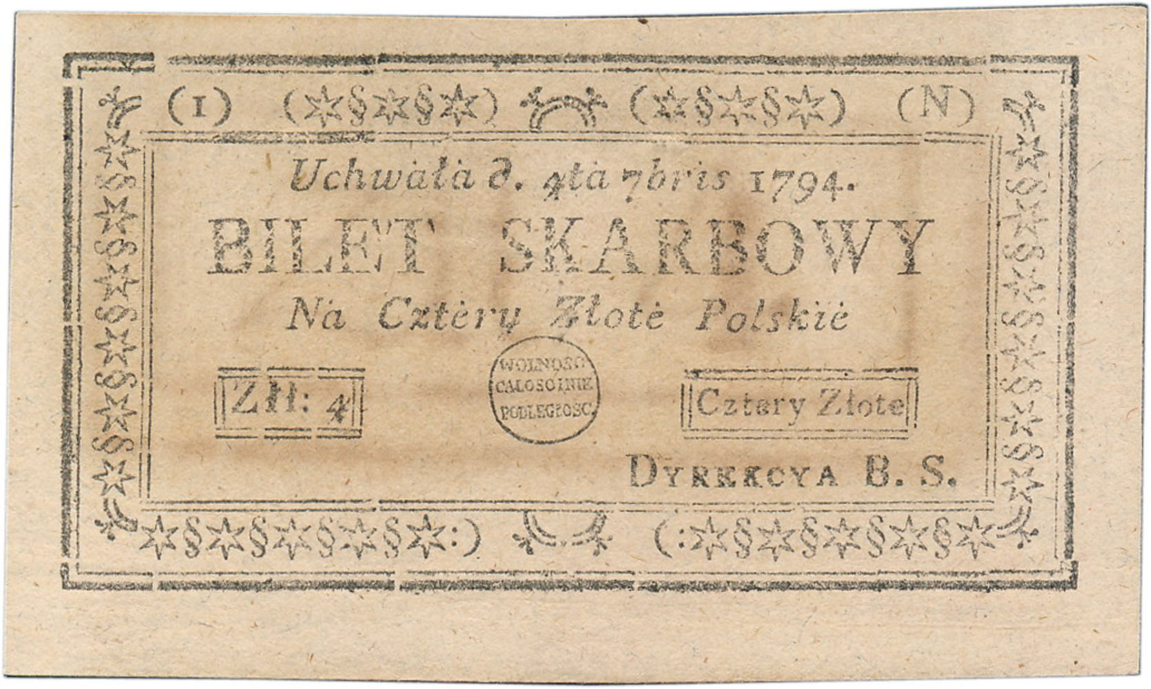 Insurekcja Kościuszkowska 4 złote polskie 1794 1 seria N